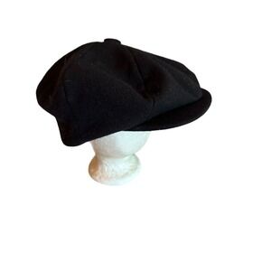 Vintage Capas Headwear Black Wool Newsboy Cap One Size Fits All